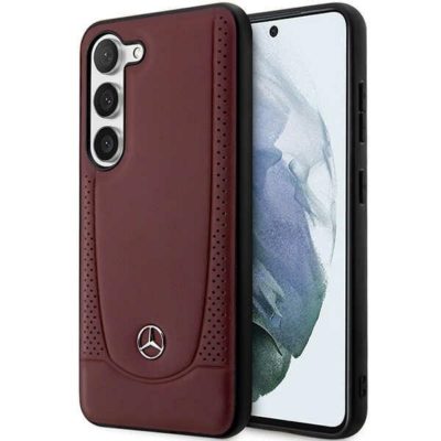 Mercedes MEHCS23MARMRE Red Leather Urban Bengale Samsung S23 Plus Tok