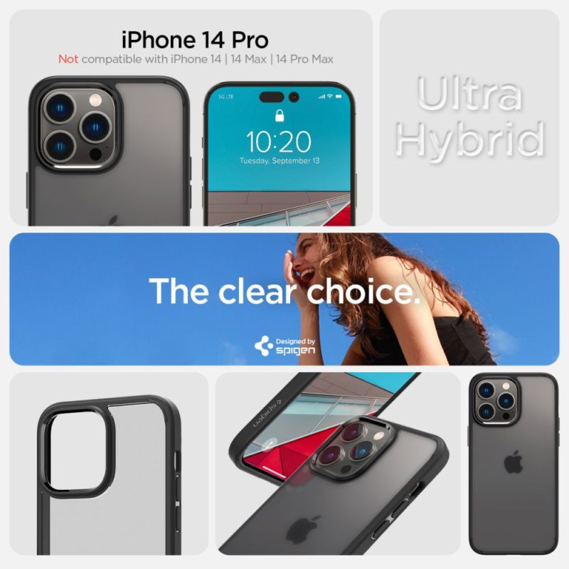 Spigen Ultra Hybrid Frost Black iPhone 14 Pro Tok
