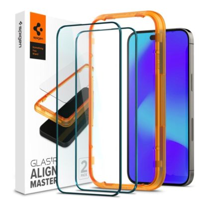Spigen GLAS.tR Slim Alignmaster Üvegfólia iPhone 14 Pro Max Black (2 Pack)