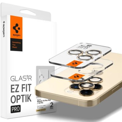 Spigen Optik.tr EZ FIT Camera Protector Üvegfólia iPhone 14 Pro/14 Pro Max Gold (2 Pack)