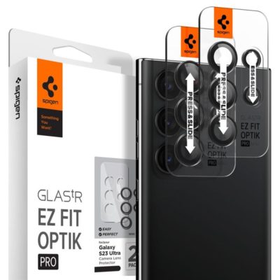 Spigen GLAS.tR EZ FIT Optik Pro Üvegfólia Samsung Galaxy S23 Ultra Black (2 Pack)