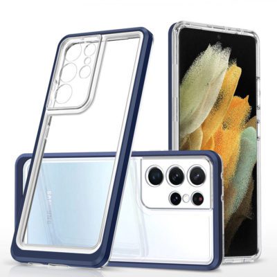 Clear 3in1 Frame Gel Blue Samsung Galaxy S22 Ultra Tok