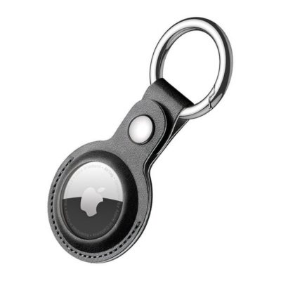 Dux Ducis AirTag Case Key Ring for Apple AirTag Locator Leather Black