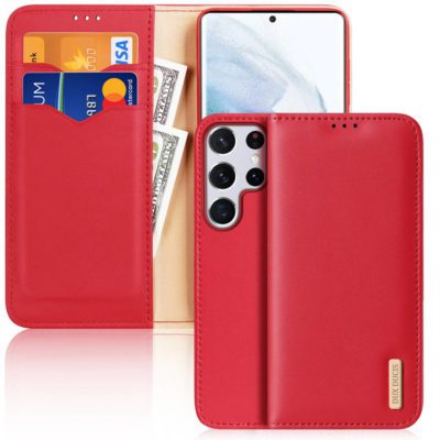 Dux Ducis Hivo Leather Flip Genuine Leather Wallet Cards And Documents Red Samsung Galaxy S22 Ultra Tok