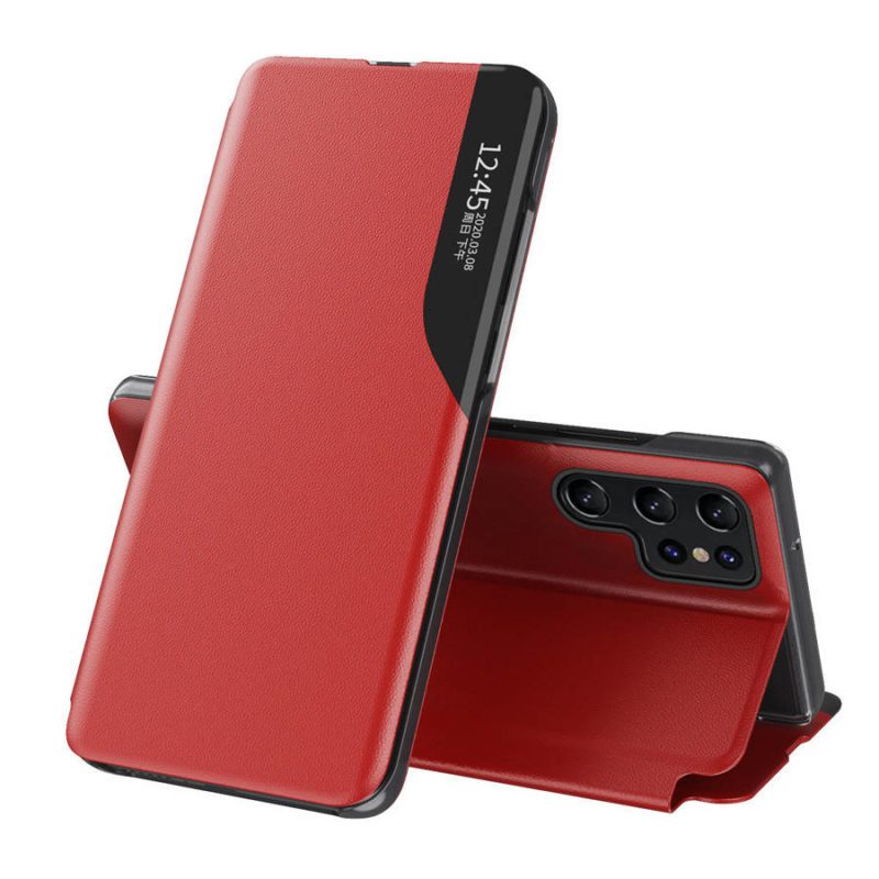 Eco Leather View Elegant a flap and Stand function Red Samsung Galaxy S22 Ultra Tok