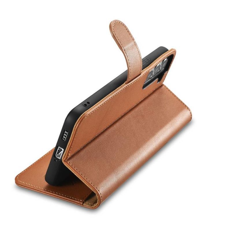 iCarer Haitang Leather Wallet Leather Wallet Housing Brown AKSM04BN Samsung Galaxy S22 Tok