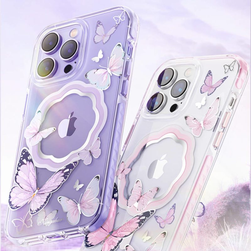 Kingxbar Butterfly Magnetic MagSafe Butterflies Pink iPhone 14 Tok