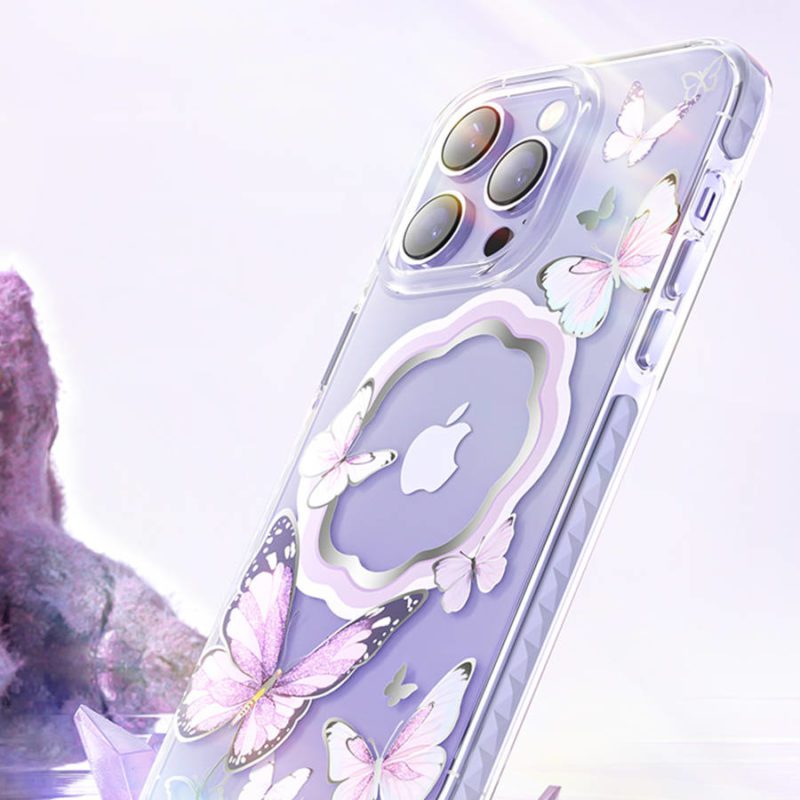 Kingxbar Butterfly Magnetic MagSafe Butterflies Purple iPhone 14 Pro Tok