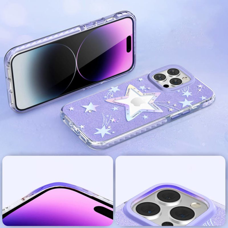 Kingxbar Heart Star Purple star Case iPhone 14 Plus Tok
