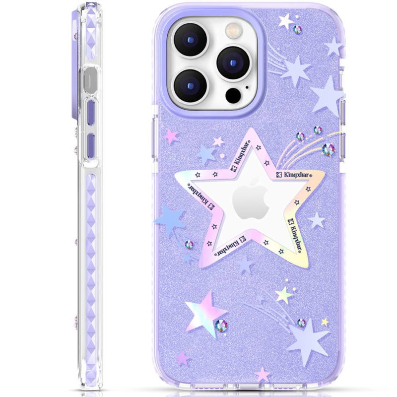Kingxbar Heart Star Purple star Case iPhone 14 Plus Tok