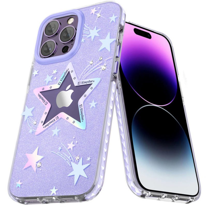 Kingxbar Heart Star Purple star Case iPhone 14 Pro Max Tok