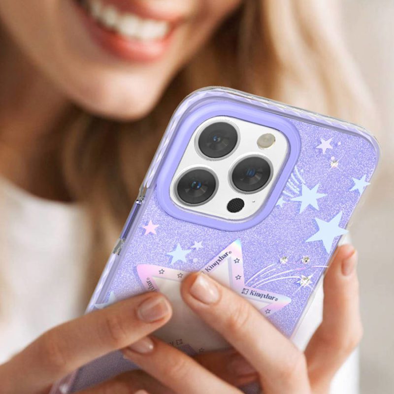 Kingxbar Heart Star Purple star Case iPhone 14 Pro Max Tok