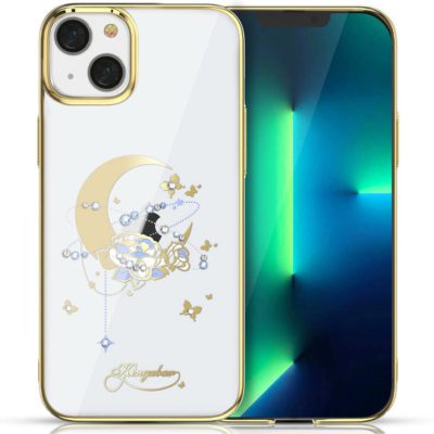 Kingxbar Moon Luxury Swarovski Crystals Gold Flower iPhone 13 Tok