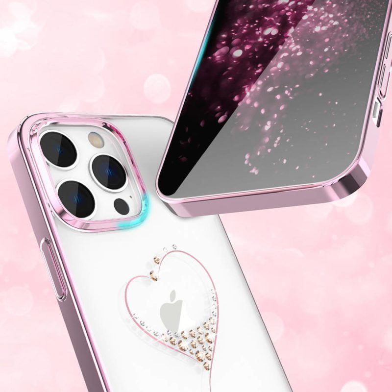 Kingxbar Wish Decorated Pink Crystals iPhone 14 Plus Tok