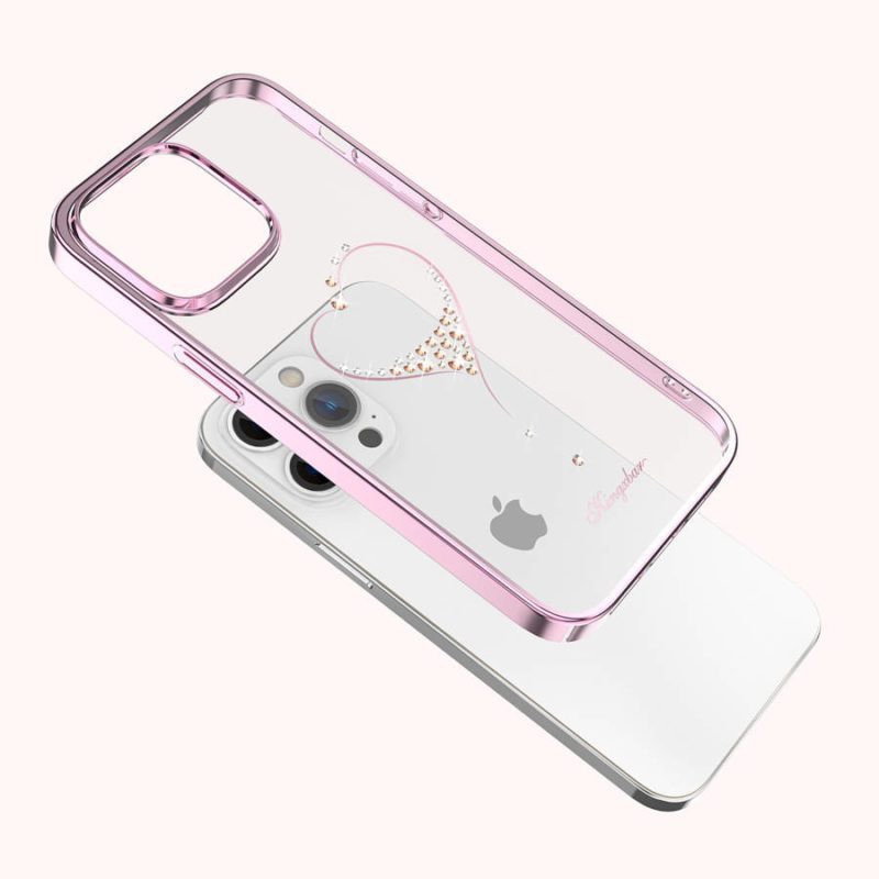 Kingxbar Wish Decorated Pink Crystals iPhone 14 Plus Tok