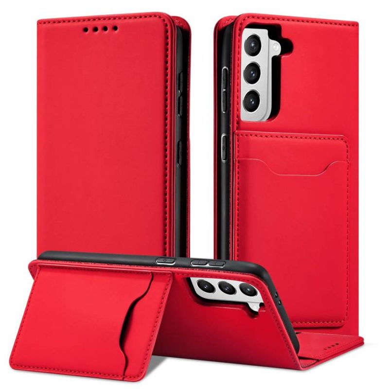 Magnet Card Pouch Wallet Card Holder Red Samsung Galaxy S22 Plus Tok