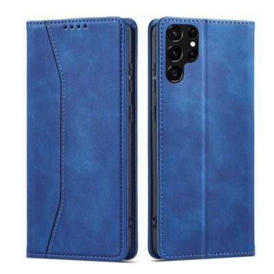Magnet Fancy Card Wallet Card Stand Blue Samsung Galaxy S22 Ultra Tok