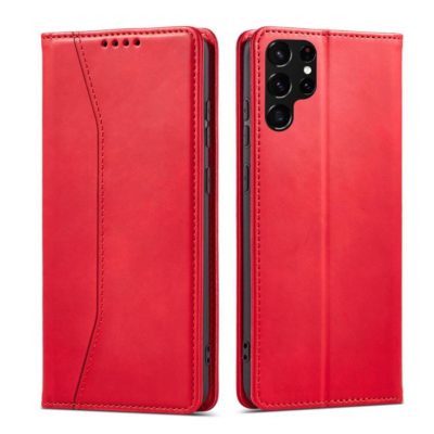 Magnet Fancy Card Wallet Card Stand Red Samsung Galaxy S22 Ultra Tok