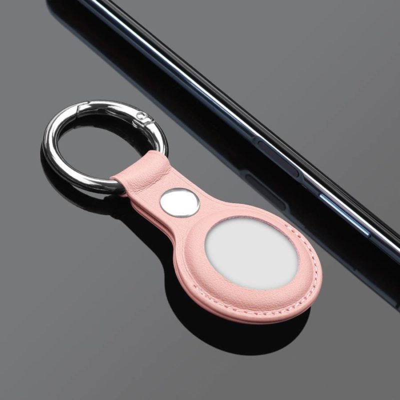 PU Leather Key Ring Keychain AirTag Tok Pink