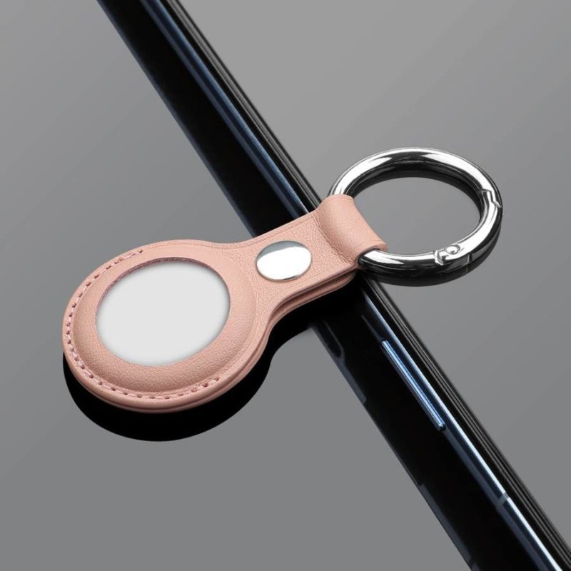 PU Leather Key Ring Keychain AirTag Tok Pink
