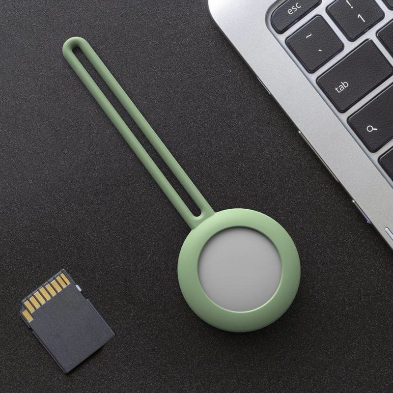 Silicone Flexible Cover Keychain Loop AirTag Tok Green
