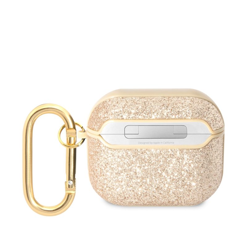 Guess Glitter Flakes Metal Logo Gold AirPods 3 Tok