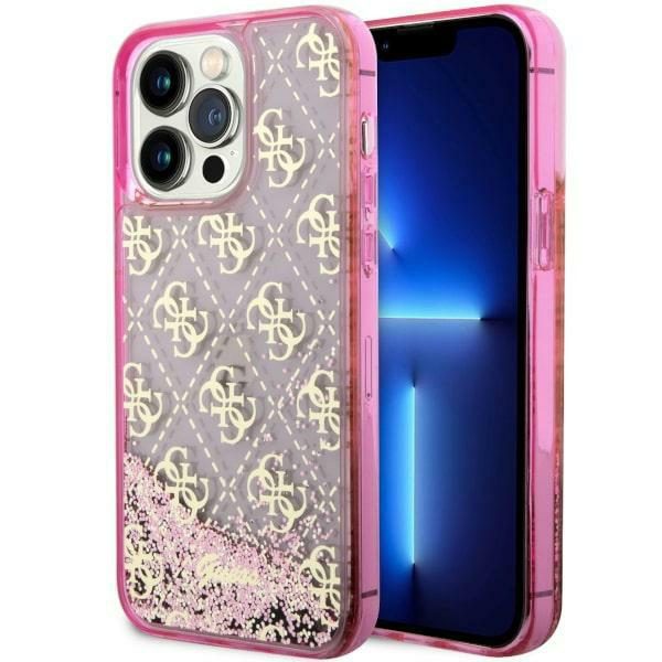 Guess GUHCP14LLC4PSGP Pink Hardcase Liquid Glitter 4G Transparent iPhone 14 Pro Tok