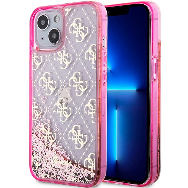 Guess GUHCP14SLC4PSGP Pink Hardcase Liquid Glitter 4G Transparent iPhone 14 Tok