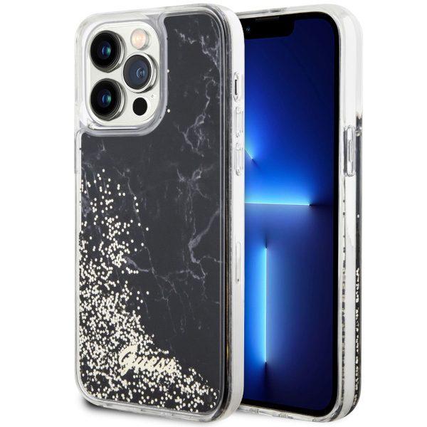 Guess GUHCP14XLCSGSGK Black Hardcase Liquid Glitter Marble iPhone 14 Pro Max Tok
