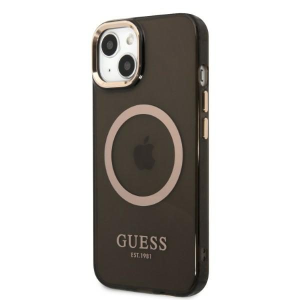 Guess GUHMP13MHTCMK iPhone 13 Black Hardcase Gold Outline Translucent MagSafe iPhone 13 Tok