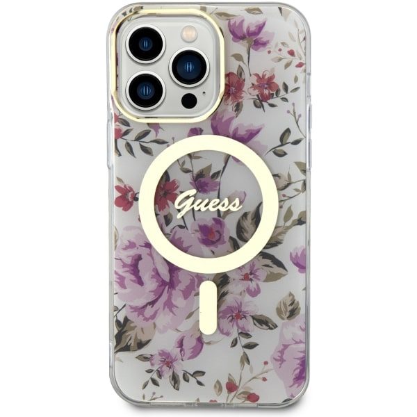 Guess GUHMP14LHCFWST Transparent Hardcase Flower MagSafe iPhone 14 Pro Tok