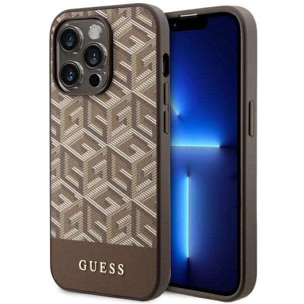 Guess GUHMP14LHGCFSEW Brown Hardcase GCube Stripes MagSafe iPhone 14 Pro Tok