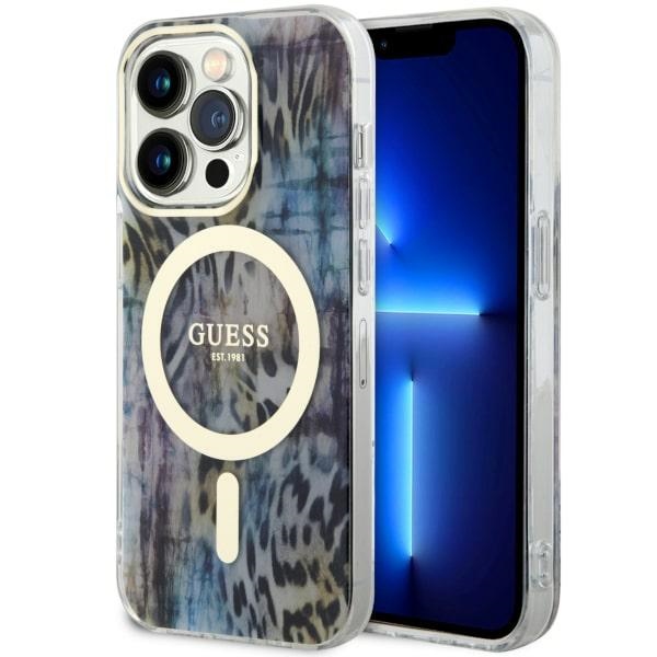 Guess GUHMP14LHLEOPWB Blue Hardcase Leopard MagSafe iPhone 14 Pro Tok