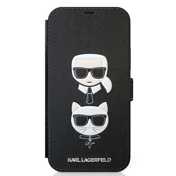 Karl Lagerfeld KLFLBKP12SSAKICKCBK Black Book Saffiano Karl & Choupette iPhone 12 Mini Tok