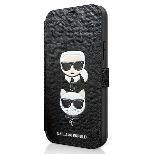 Karl Lagerfeld KLFLBKP12SSAKICKCBK Black Book Saffiano Karl & Choupette iPhone 12 Mini Tok