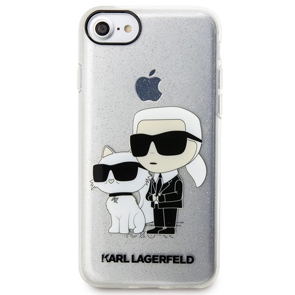 Karl Lagerfeld KLHCI8HNKCTGT Transparent Hardcase Gliter Karl&Choupette iPhone 7/8/SE 2020/SE 2022 Tok