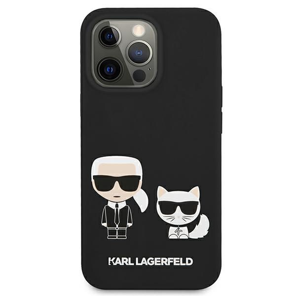 Karl Lagerfeld KLHCP13LSSKCK Hardcase Black Silicone Karl & Choupette iPhone 13 Pro Tok