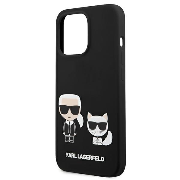 Karl Lagerfeld KLHCP13LSSKCK Hardcase Black Silicone Karl & Choupette iPhone 13 Pro Tok