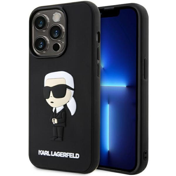 Karl Lagerfeld KLHCP14L3DRKINK Black Hardcase Rubber Ikonik 3D iPhone 14 Pro Tok