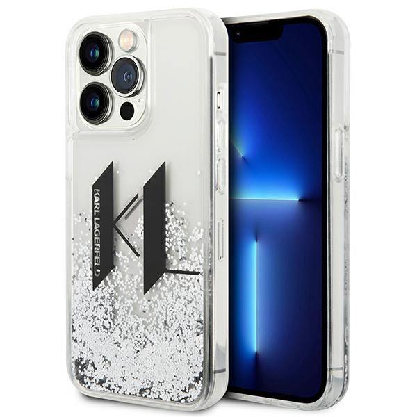 Karl Lagerfeld KLHCP14LLBKLCS Silver Hardcase Liquid Glitter Big KL iPhone 14 Pro Tok