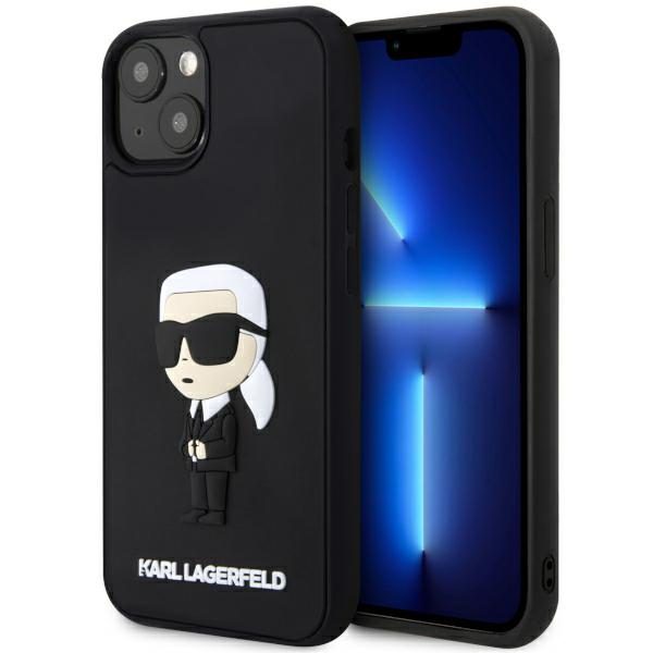 Karl Lagerfeld KLHCP14M3DRKINK Black Hardcase Rubber Ikonik 3D iPhone 14 Plus Tok