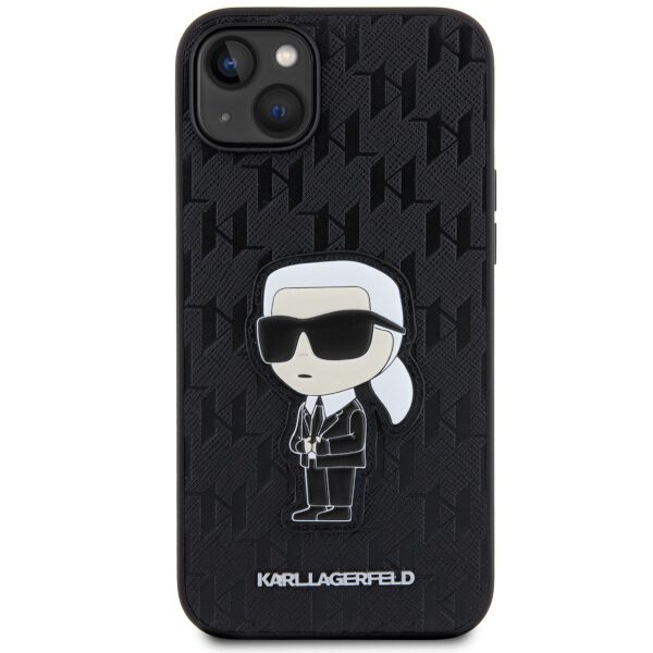 Karl Lagerfeld KLHCP14MSAKHPKK Black Saffiano Monogram Ikonik iPhone 14 Plus Tok