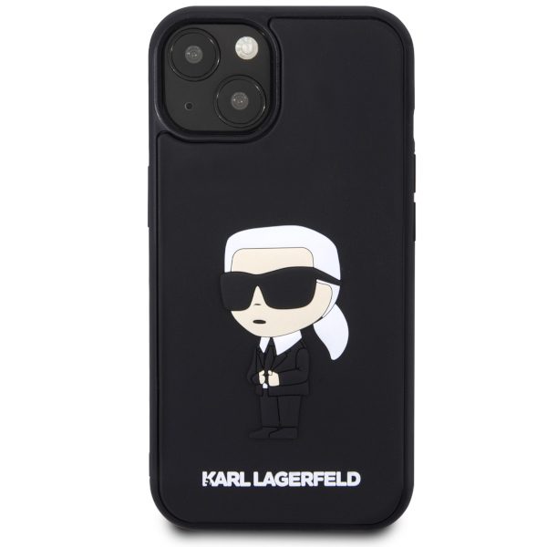 Karl Lagerfeld KLHCP14S3DRKINK Black Hardcase Rubber Ikonik 3D iPhone 14 Tok