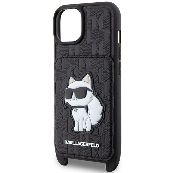 Karl Lagerfeld KLHCP14SCSAKHPCK Hardcase Black Crossbody Saffiano Monogram Choupette iPhone 14 Tok