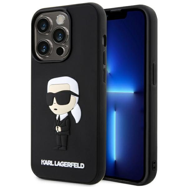 Karl Lagerfeld KLHCP14X3DRKINK Black Hardcase Rubber Ikonik 3D iPhone 14 Pro Max Tok
