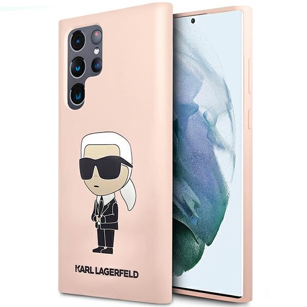 Karl Lagerfeld KLHCS23LSNIKBCP Hardcase Pink Silicone Ikonik Samsung Galaxy S23 Ultra Tok