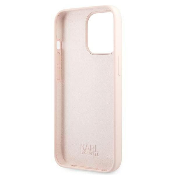 Karl Lagerfeld KLHMP13XSSKCI Hardcase Light Pink Silicone Ikonik Karl & Choupette Magsafe iPhone 13 Pro Max Tok