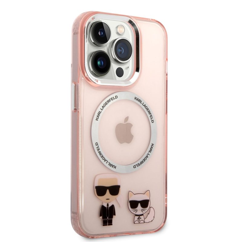 Karl Lagerfeld MagSafe Karl and Choupette pro Pink iPhone 14 Pro Tok