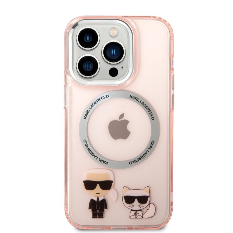 Karl Lagerfeld MagSafe Karl and Choupette pro Pink iPhone 14 Pro Tok