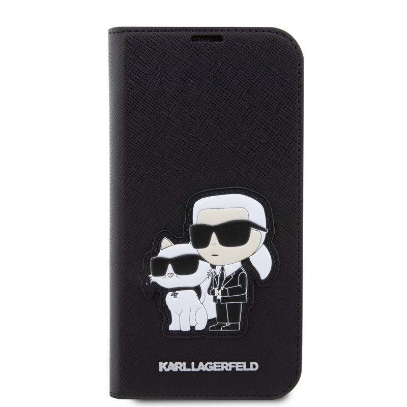 Karl Lagerfeld PU Saffiano Karl and Choupette NFT Book Black iPhone 13 Pro Max Tok